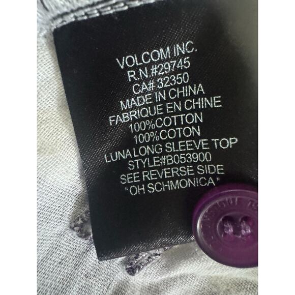 Volcom Womens Medium Cotton Purple Plaid Luna Long Sleeve Button Top #5650 - Picture 14 of 15